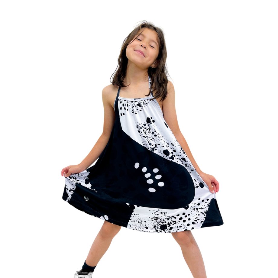 Vestido tiritas blanco y negro para niña | Franki - Imagen 2