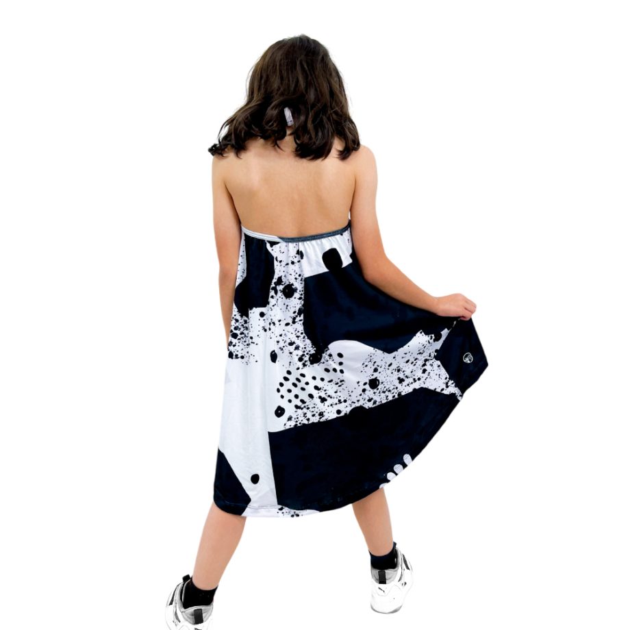 Vestido tiritas blanco y negro para niña | Franki - Imagen 4